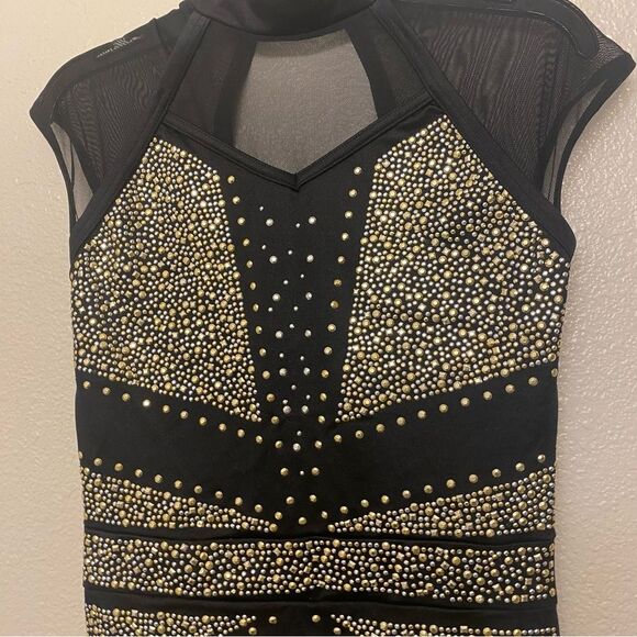 Weissman Elite dance costume black rhinestones studded leotard Get Dat 14732 MA - Picture 3 of 11